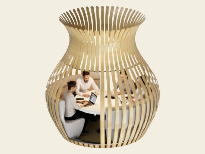 Bespoke structure: timber-slatted meeting pod designed by Cast Iron CAD